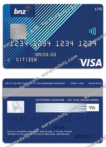 New Zeland BNZ Bank lite visa card